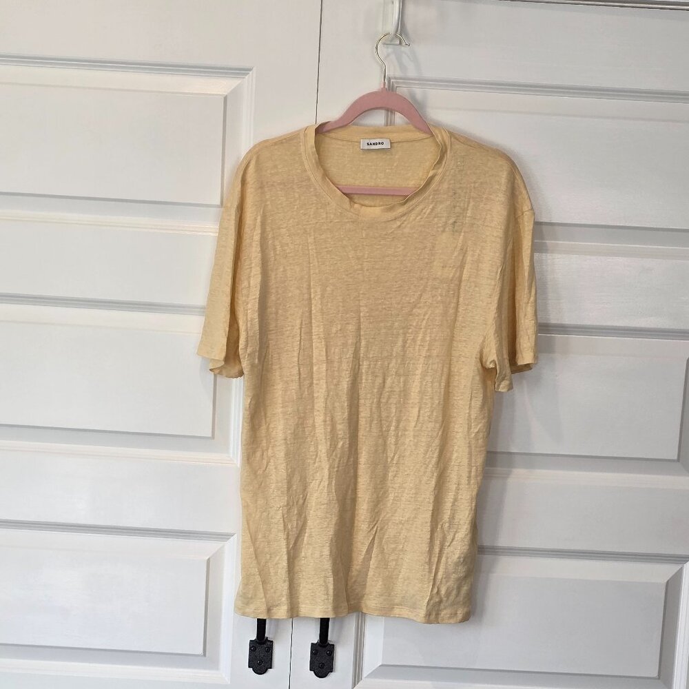 NWT: Sandro Clash Linen Crewneck T-Shirt Size XL - Picture 3 of 6